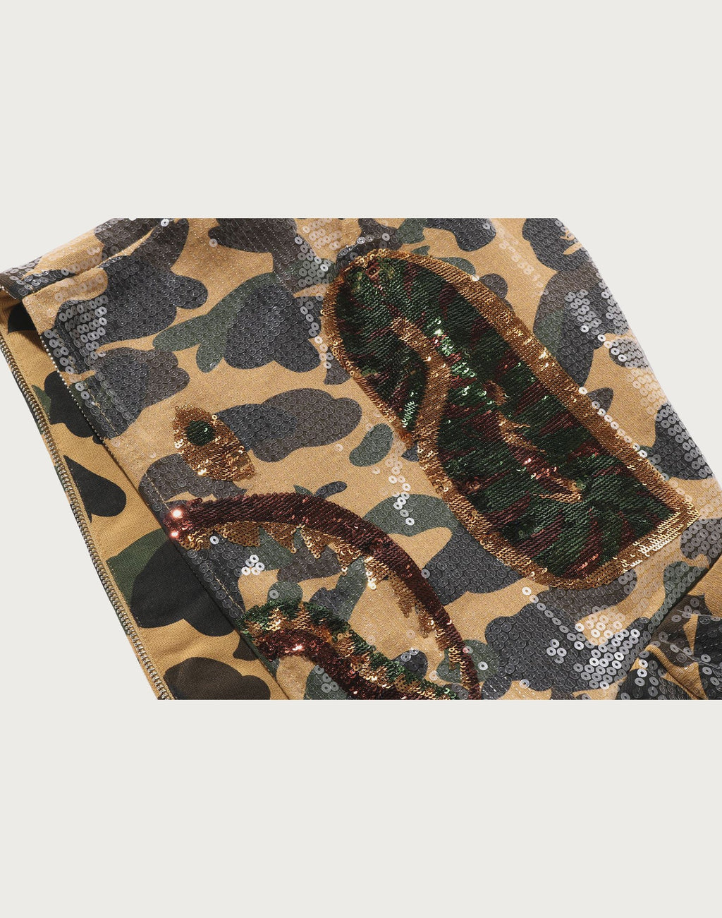 1ST CAMO SEQUIN SHARK RELAXED FIT FULL ZIP HOODIE MENS