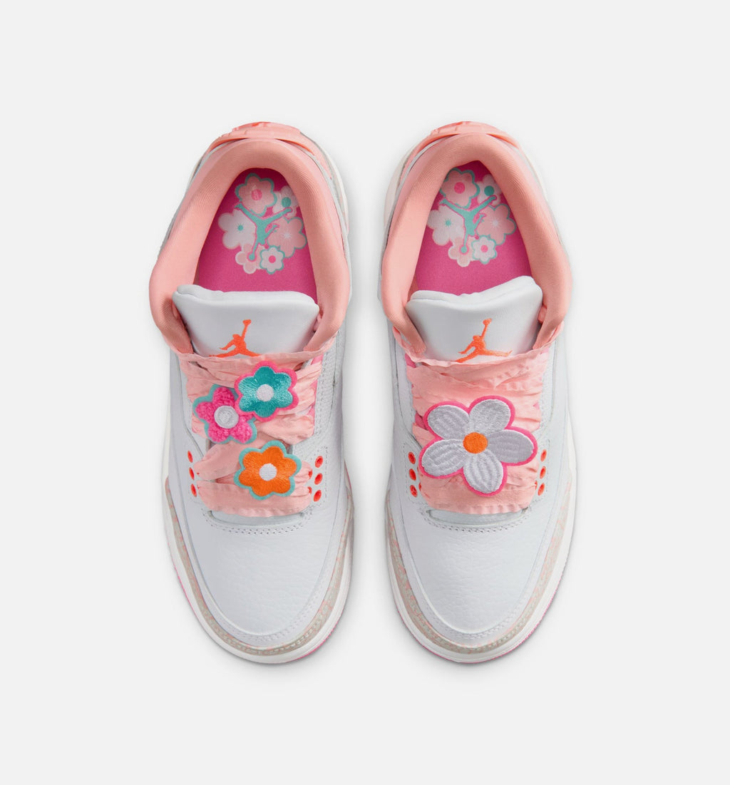 Air Jordan 3 Retro Spring Flowers Grade School Lifestyle Shoes - Pearl Pink/Pink Bloom/Pink Glow/Hyper Orange
