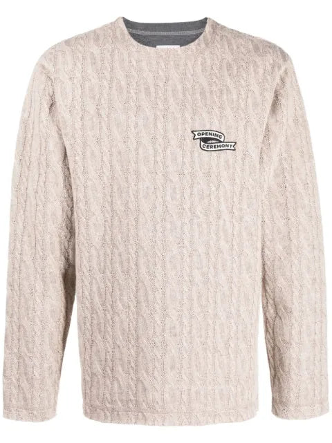 Opening Ceremony embroidered-logo cable-knit jumper