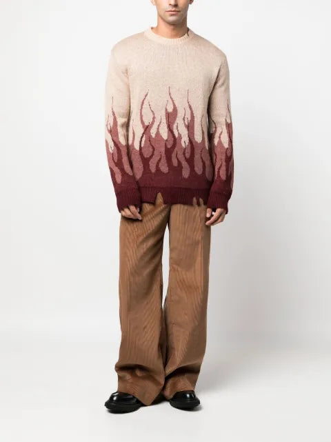 Vision Of Super flame-print distressed-finish jumper