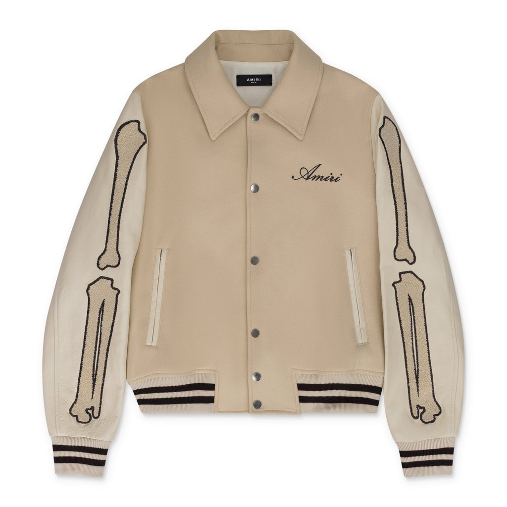 Alabaster Varsity Bones Bomber Jacket