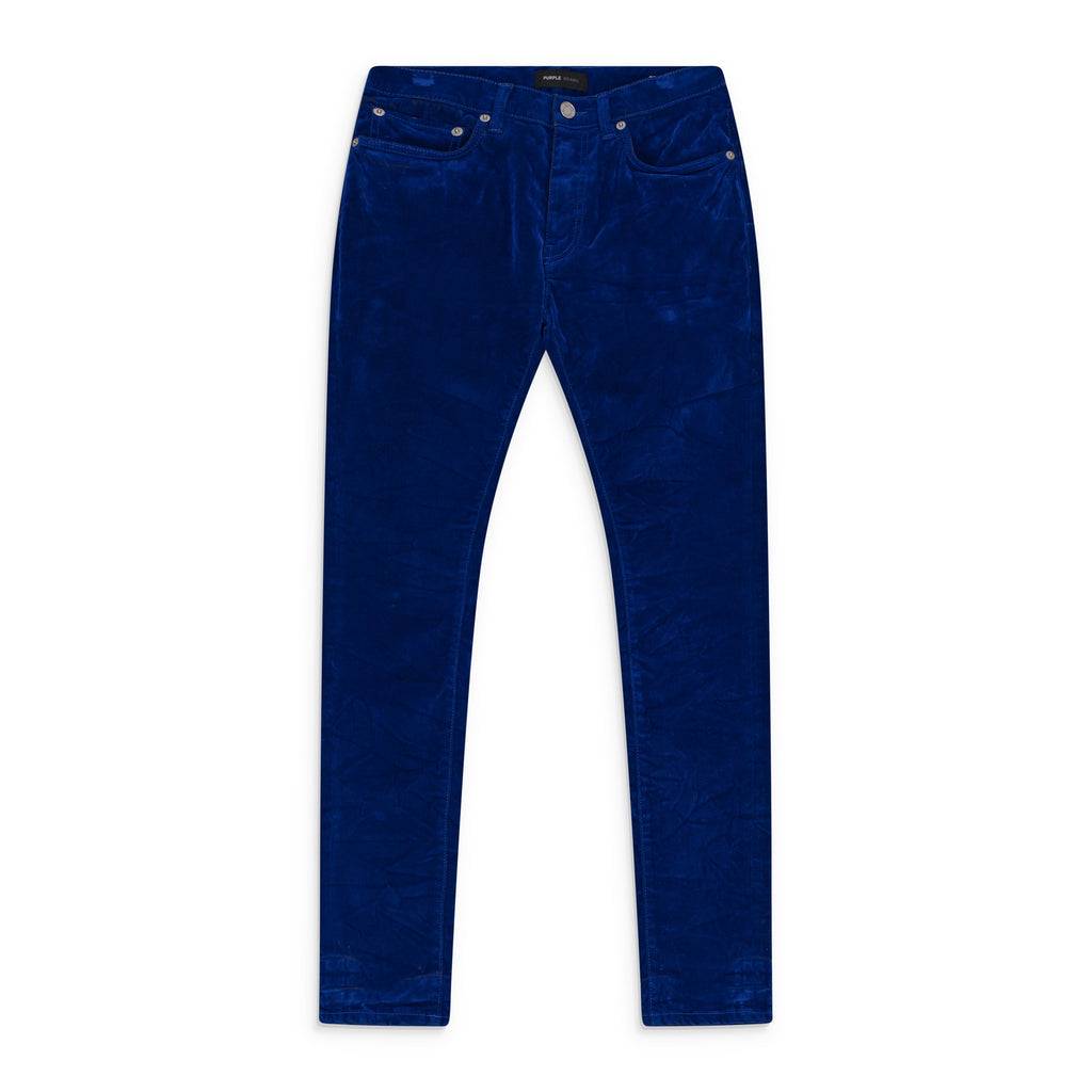 Blue Velours Flocked Skinny Jeans