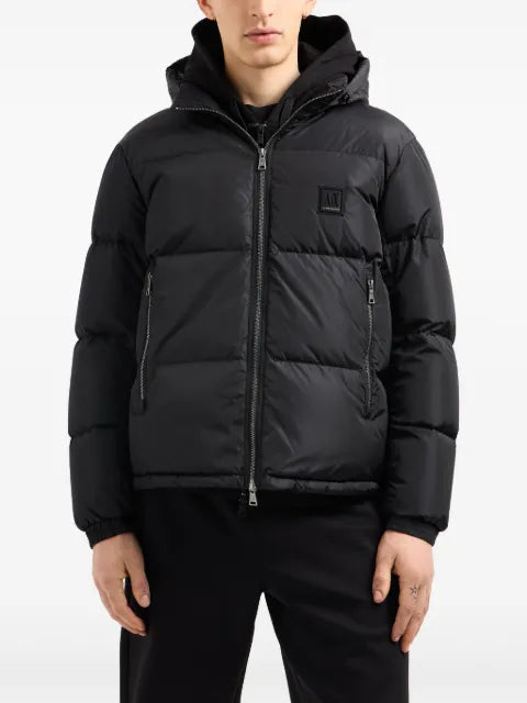 Armani Exchange logo-patch padded jacket