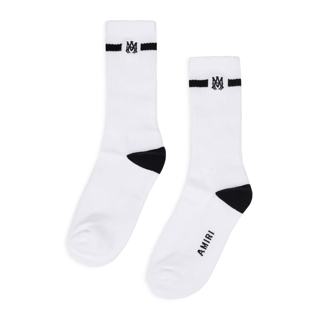 Black/White MA Embroidery Patch Socks