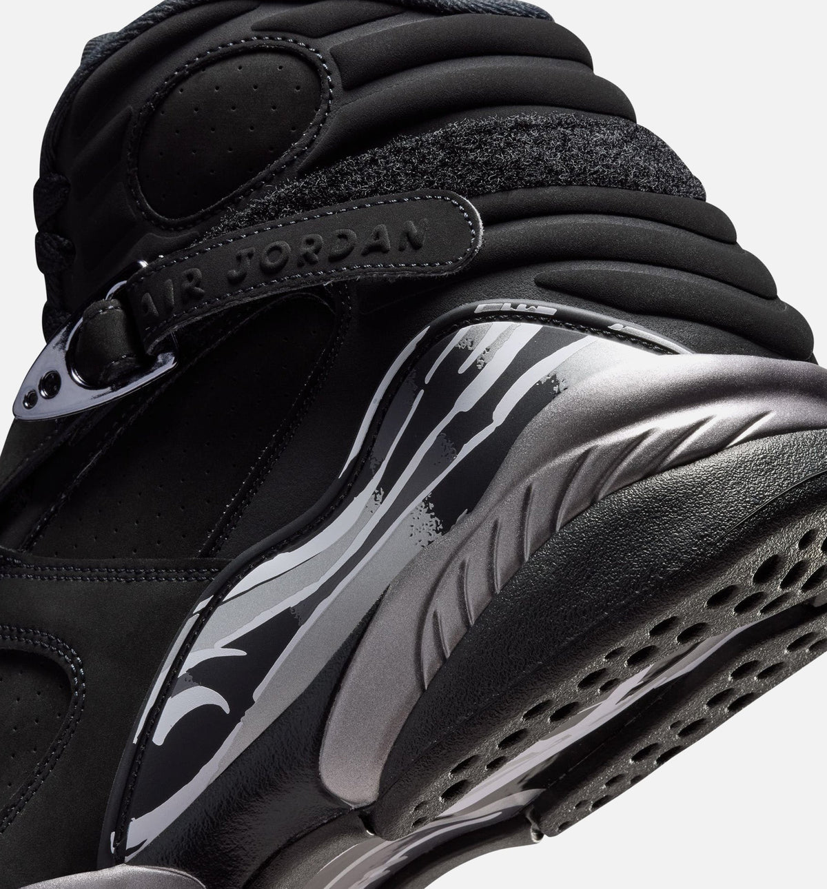 Air Jordan 8 Retro Chrome Black and Light Graphite – Men's Lifestyle Shoe in Black/White/Light Graphite