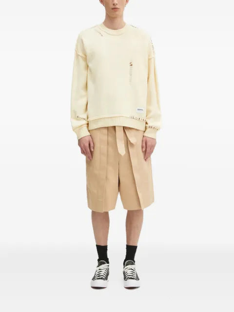 Neighborhood distressed detail crew neck sweater
