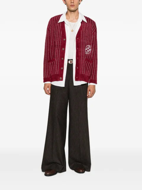 Drôle De Monsieur Mirror monogram pinstripe cardigan