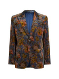 ETRO single-breasted jacket in stretch cotton velvet with floral motif