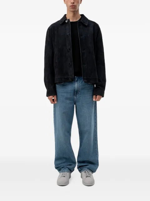 HUGO Ligor suede jacket with stitched breast-pocket detail