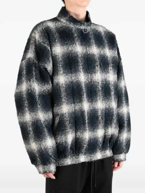 Kozaburo check-pattern zip-up jacket