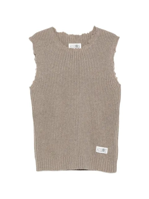 MM6 Maison Margiela distressed ribbed-knit vest