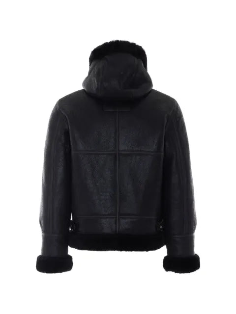 Schott Black To Hood buckle-detail jacket