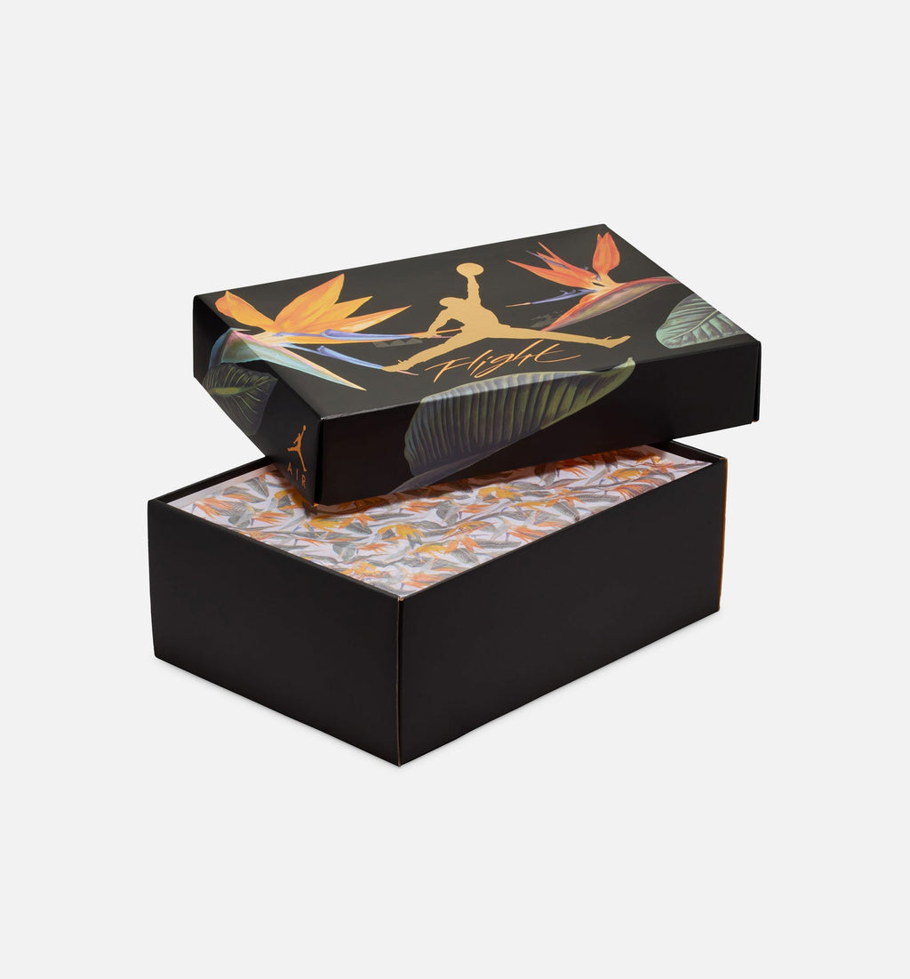 Air Jordan 4 Retro Birds of Paradise Women's Sneakers - Off-White / Metallic Gold / Flax / Orange / Black