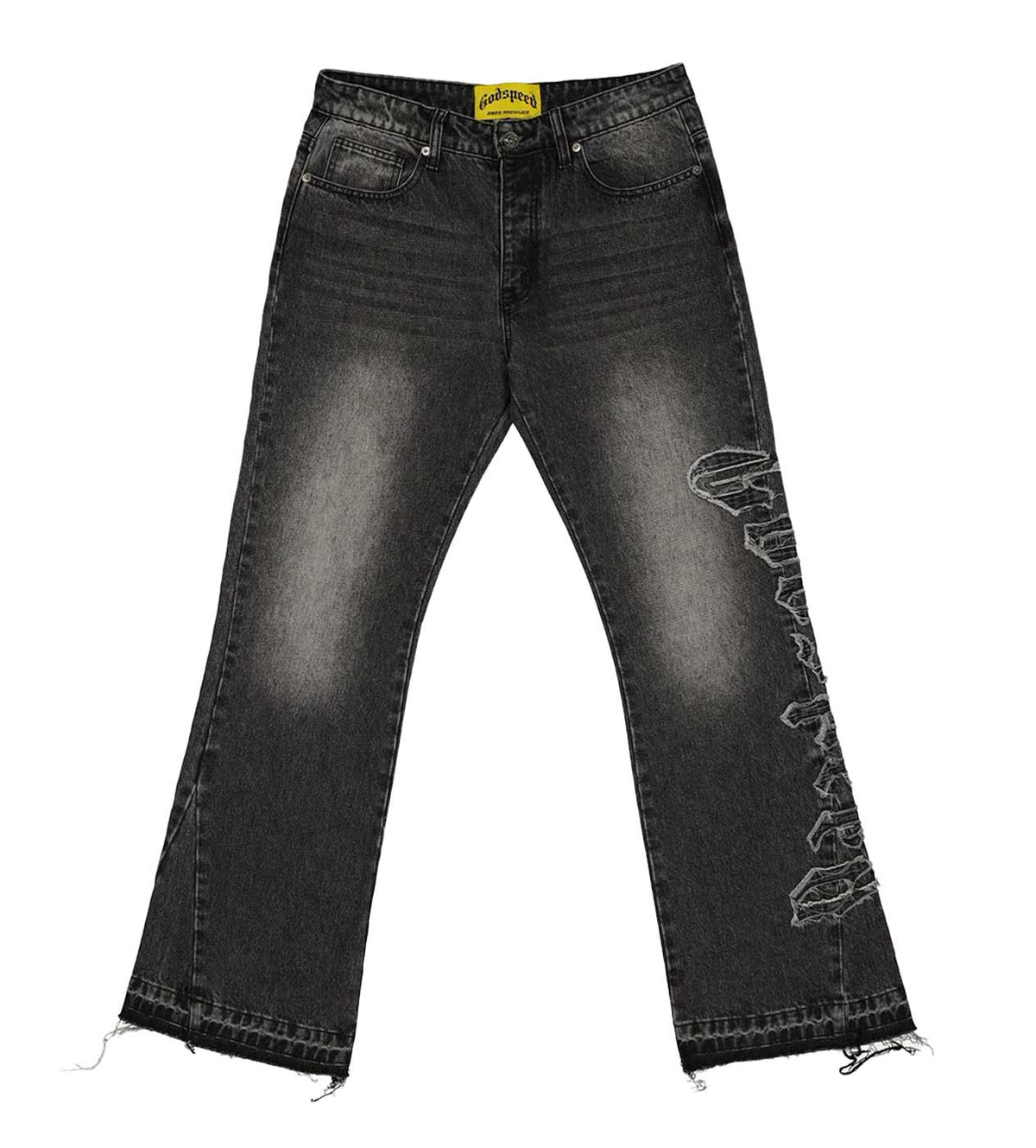 Godspeed OG Logo Flared Denim Stitched Grey Wash