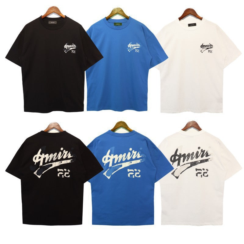 Amiri Multi‑Pattern Letter Graphic Oversized Tee Streetwear Unisex