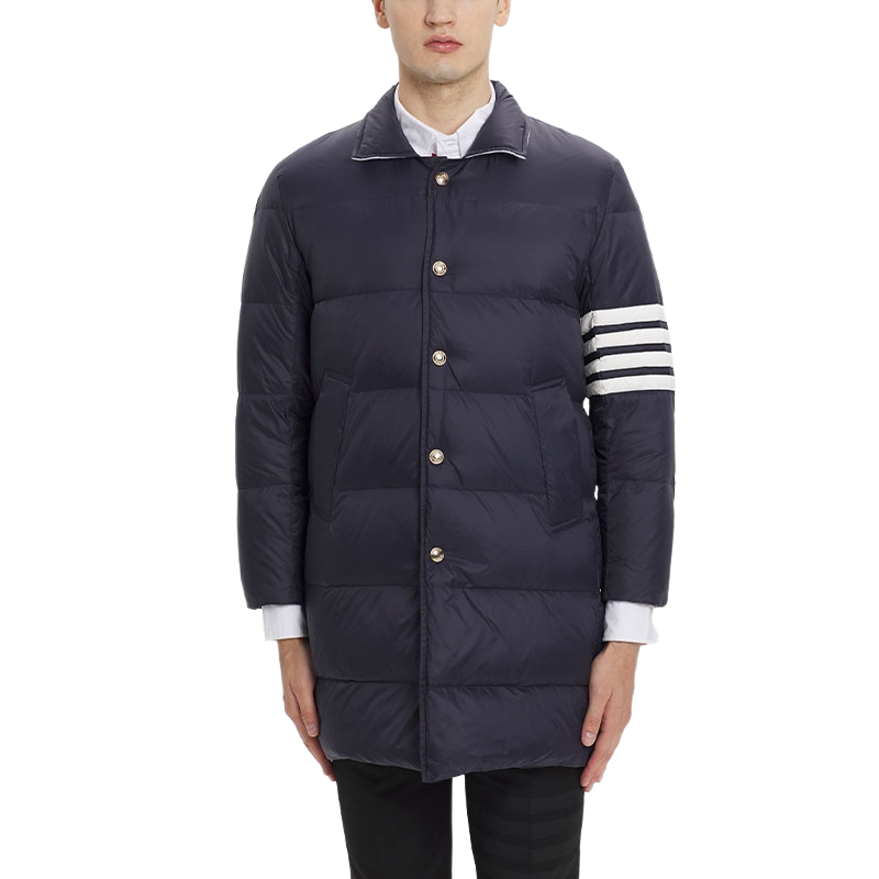 Classic 4-Strip Lapel Midi Down Jacket
