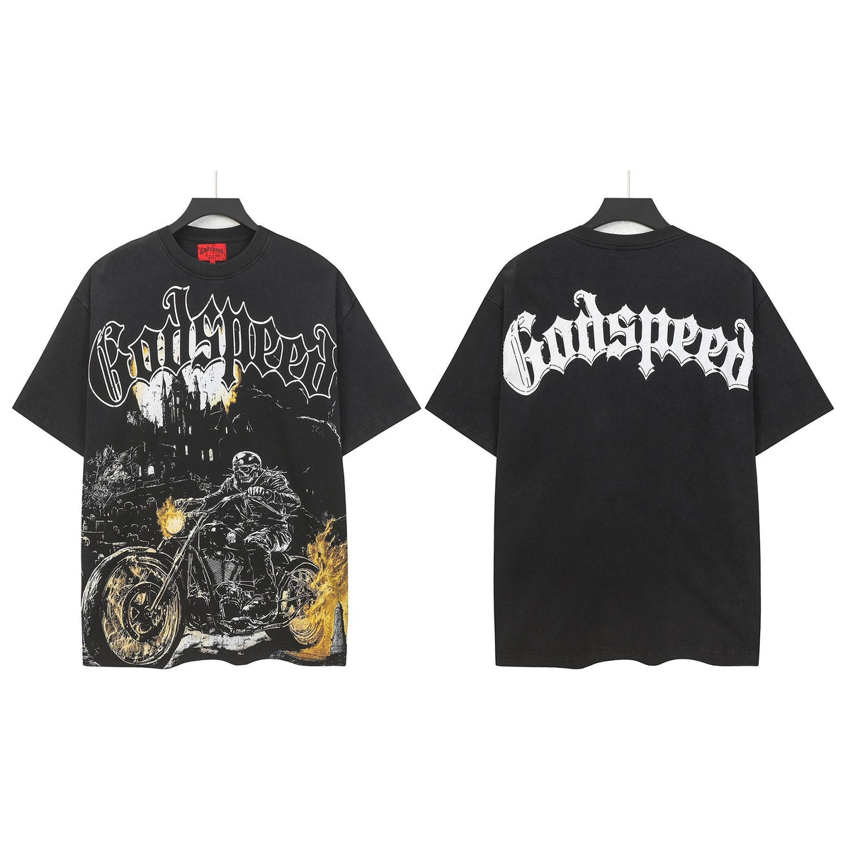 Godspeed Washed Black Motorcycle Graphic T-Shirt