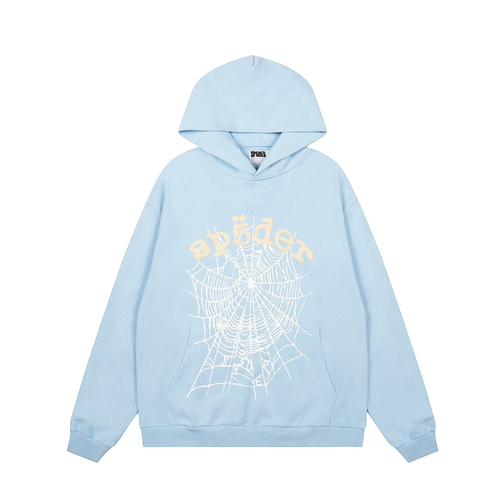 Sp5der Light Blue Graphic Hoodie & Sweatpants Matching Set