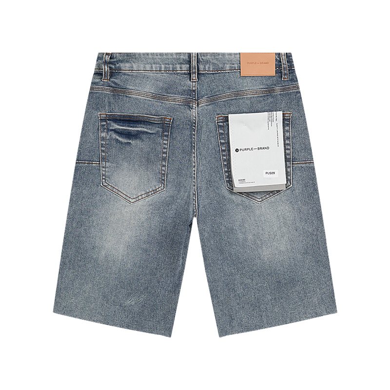 Purple Brand Blue Radiating Stripe Denim Shorts