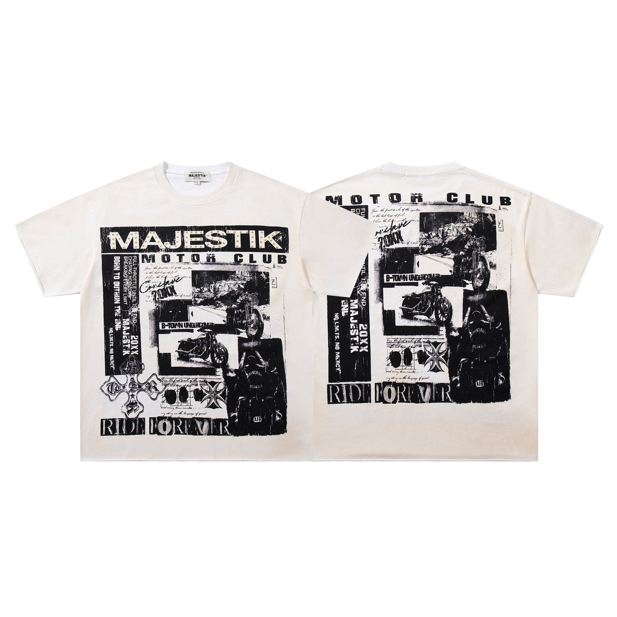 MAJESTIK Distressed Rhinestone Graphic T-Shirt