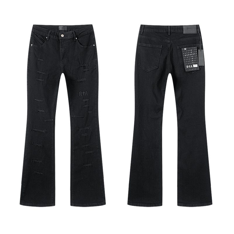 RTA Black Distressed Flared Jeans