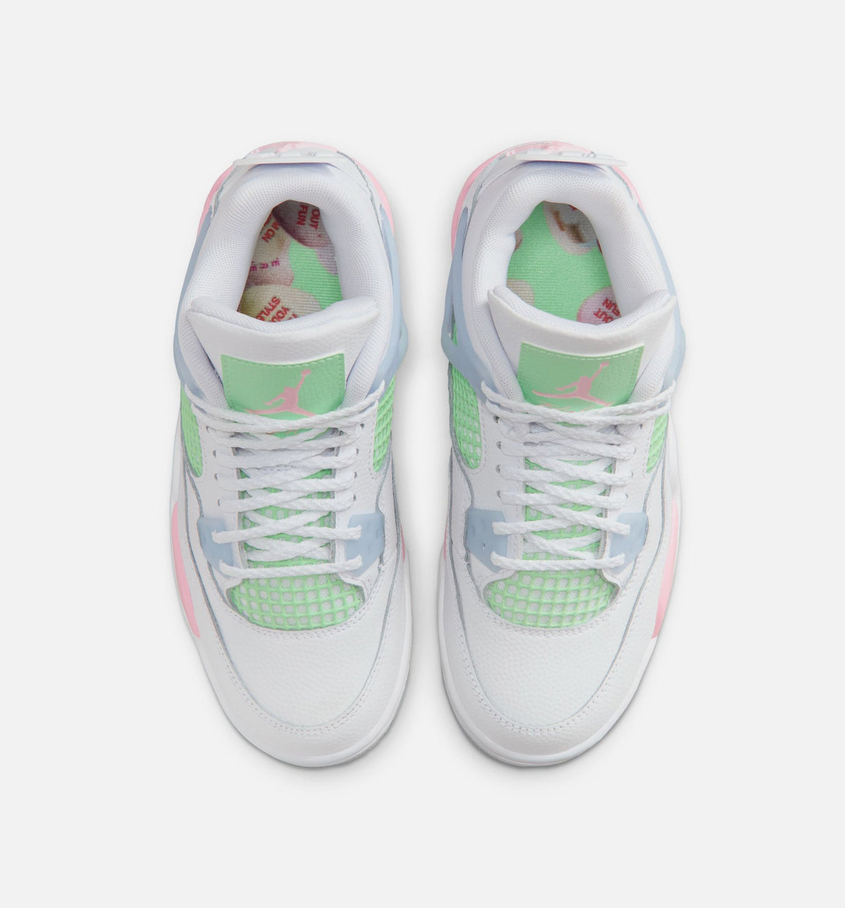 Air Jordan 4 Retro Medium Soft Pink Grade School Shoes - White Medium Soft Pink Half Blue