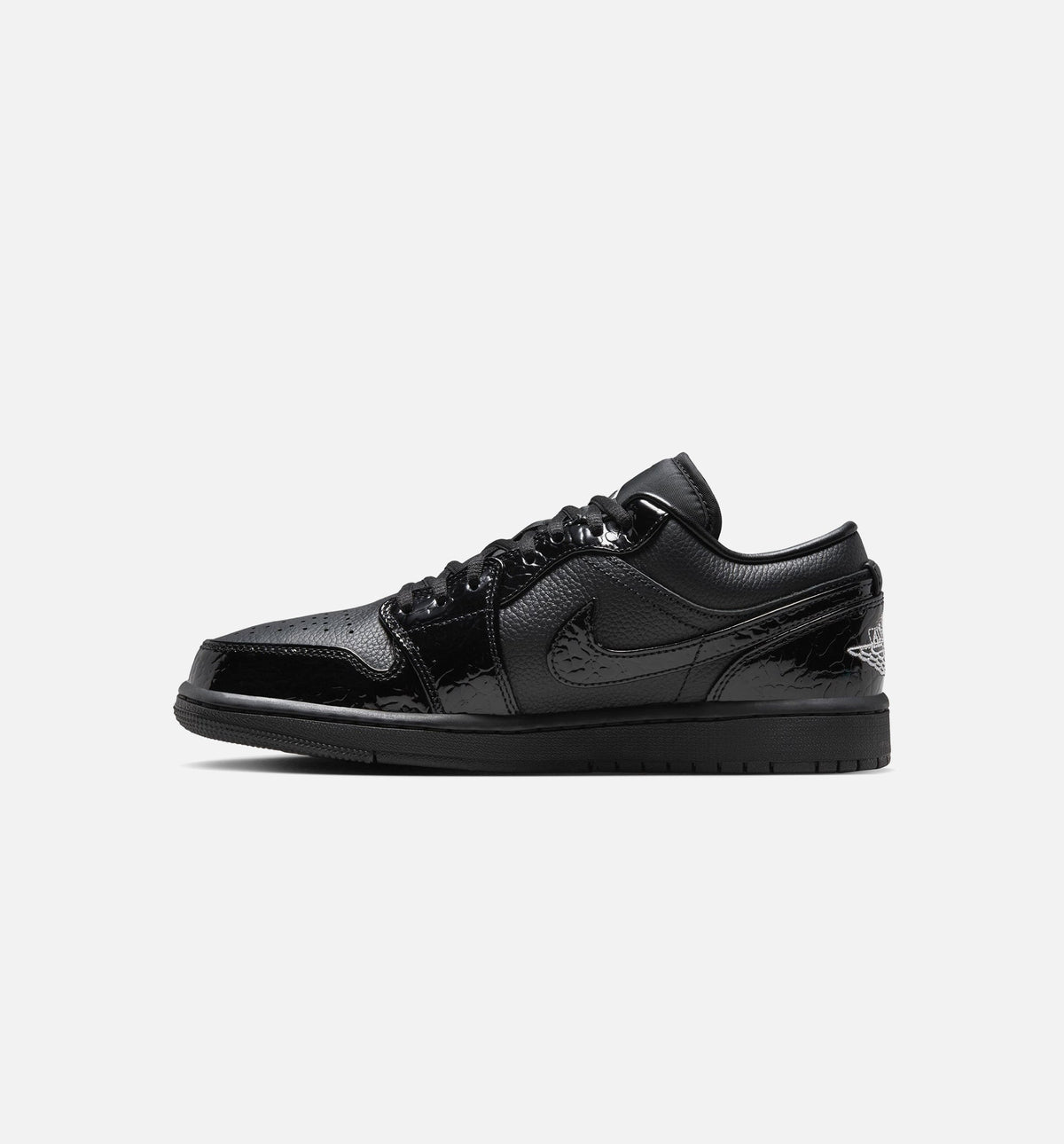 Air Jordan 1 Low Patent Elephant Women's Lifestyle Shoe – Black/White/Metallic Silver