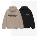 Fear of God Essentials Fleece Hoodie in Black/Desert Sand