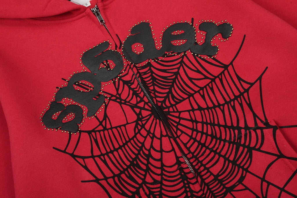 Sp5der Spiderweb Graphic Zip Hoodie & Sweatpants Matching Set