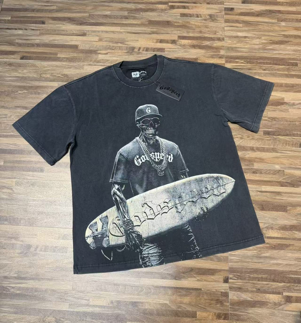 Godspeed Skull Surfer Graphic T-Shirt