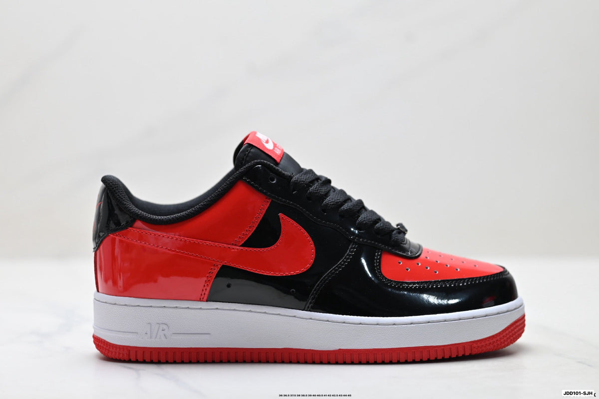 Nike Air Force 1 Low Black Red White Unisex Sneakers Style 01
