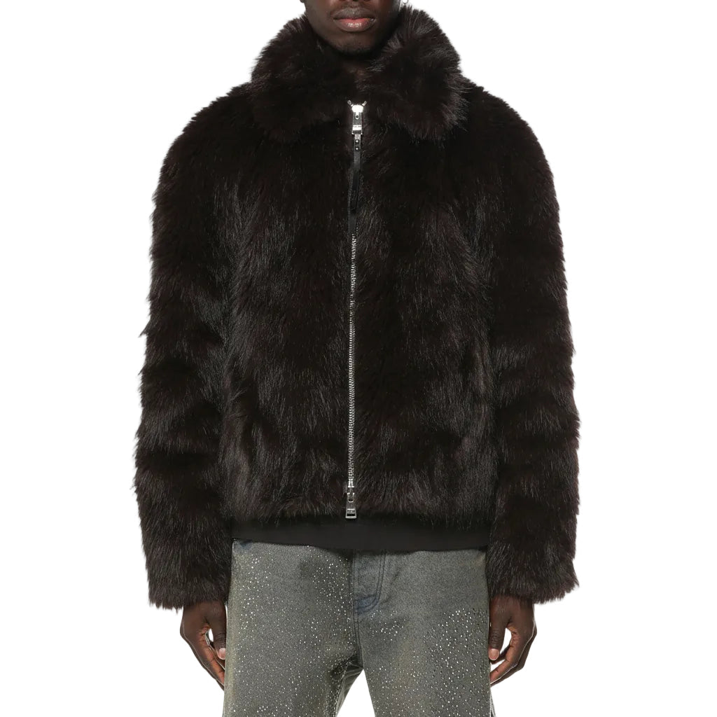Purple Brand Faux Fur Shawl Jacket