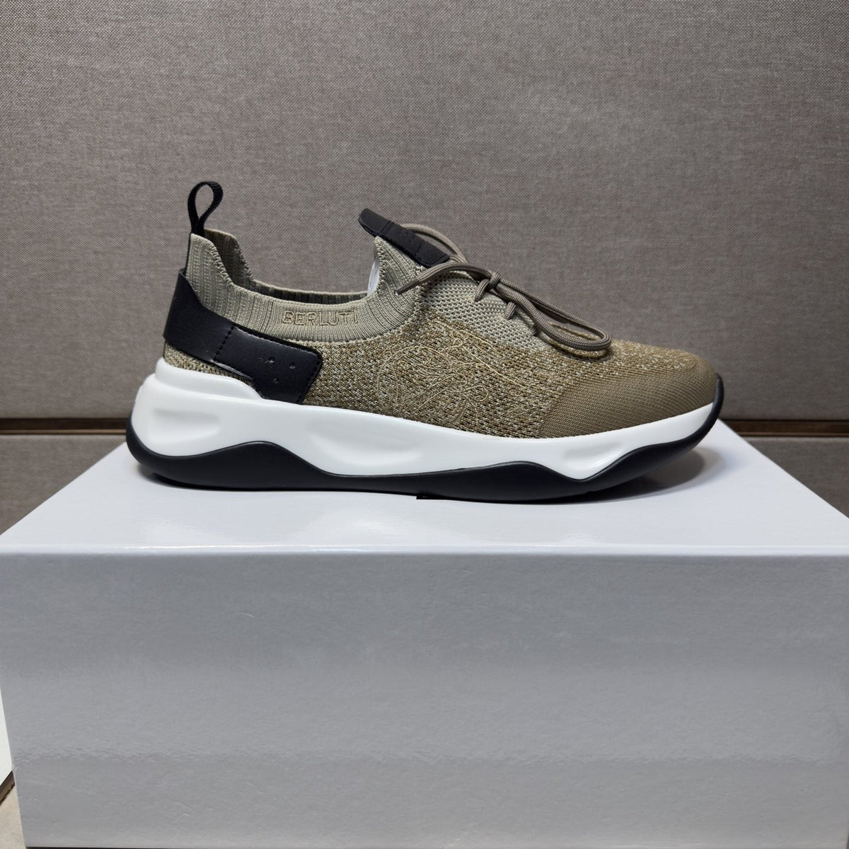 Berluti Olive Taupe Lace-Up Sneakers