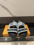 Louis Vuitton Light Blue-Gray Double-Strap Slide Sandals