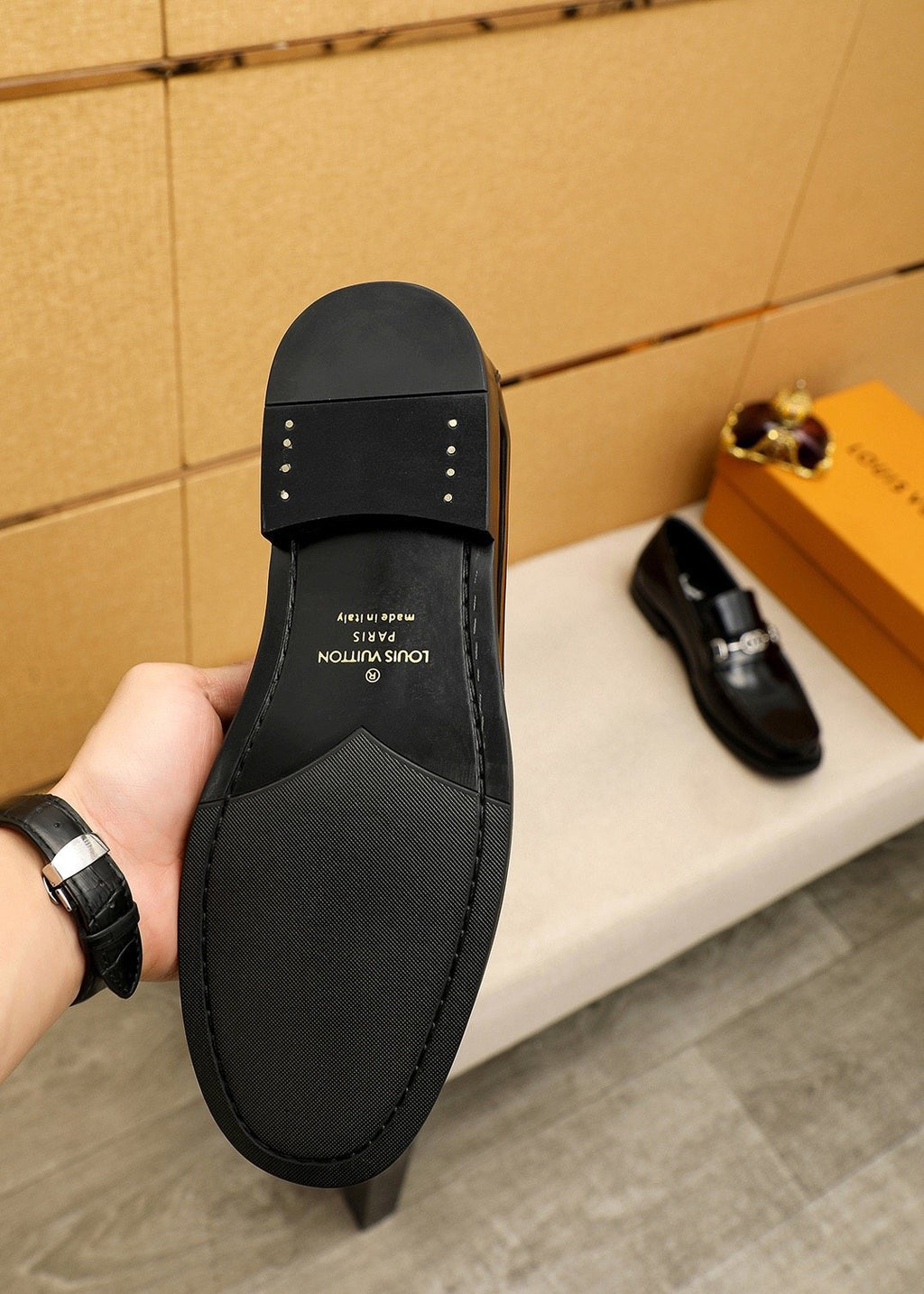 Louis Vuitton Black Metal-Hardware Loafers - Leather Lining
