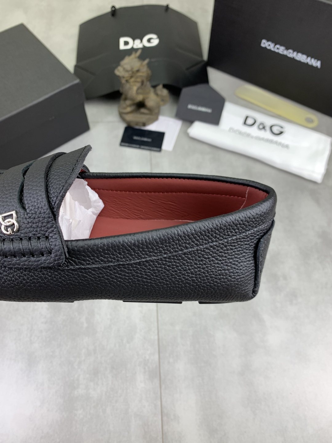 Dolce & Gabbana Dark Navy Apron-Toe Loafers