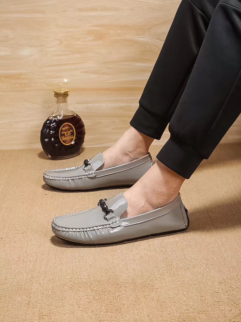 Versace Glossy Gray Bit Loafers