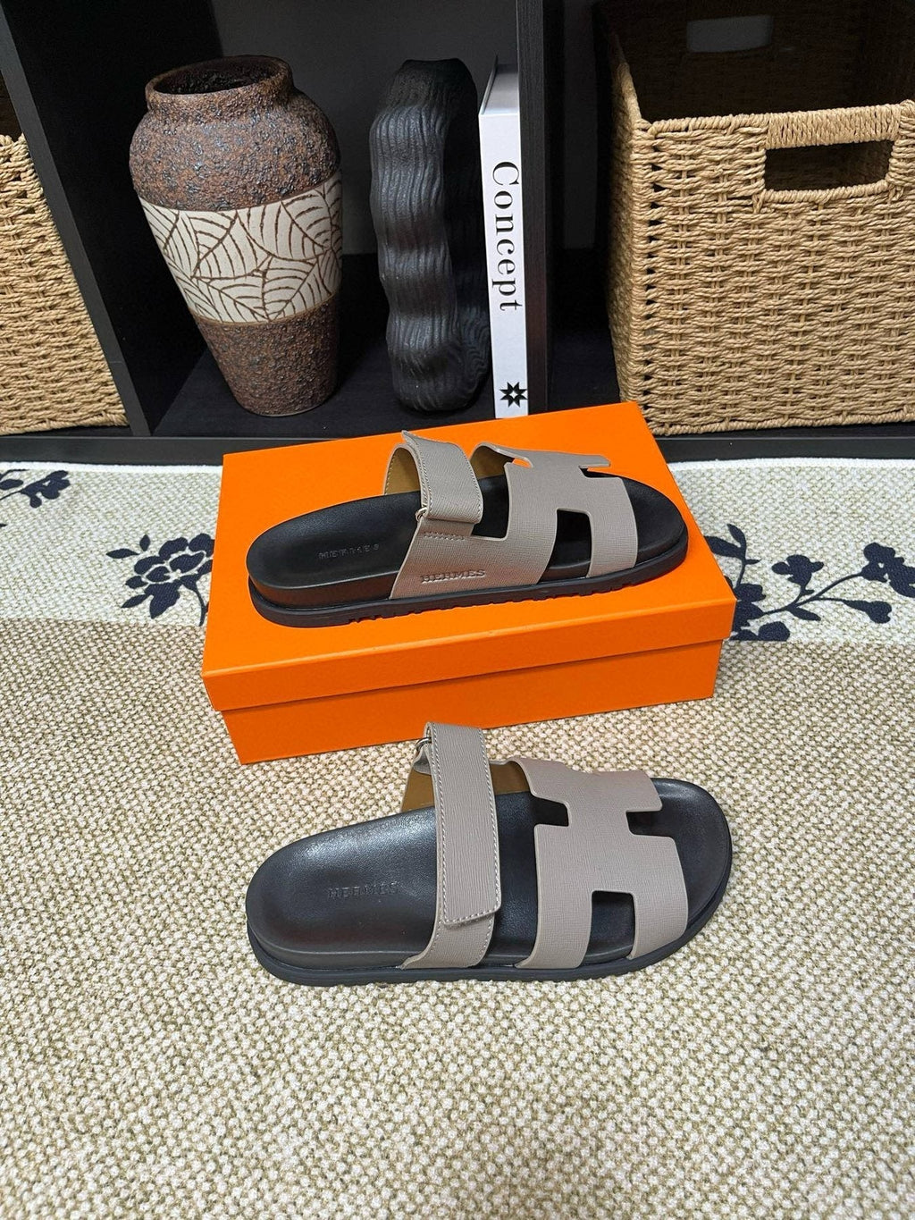 Hermes Men's Kazimir Cutout Slide Sandals