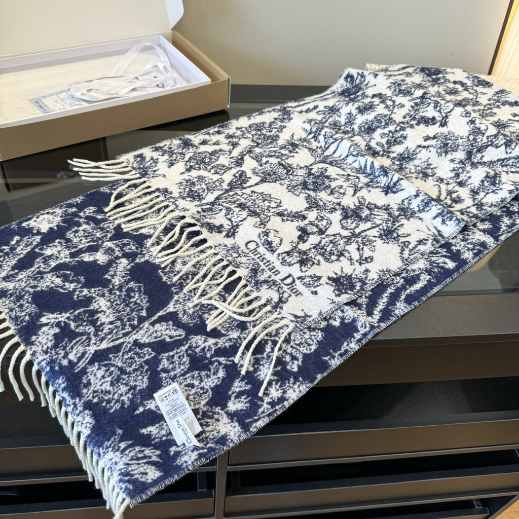 Dior Botanical Toile Fringed Scarf