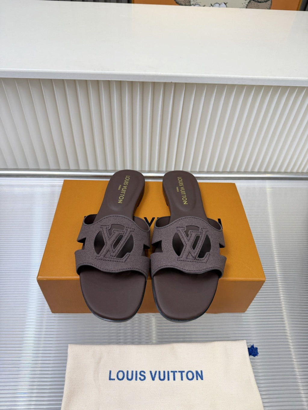 Louis Vuitton Cutout Logo Slide Sandals