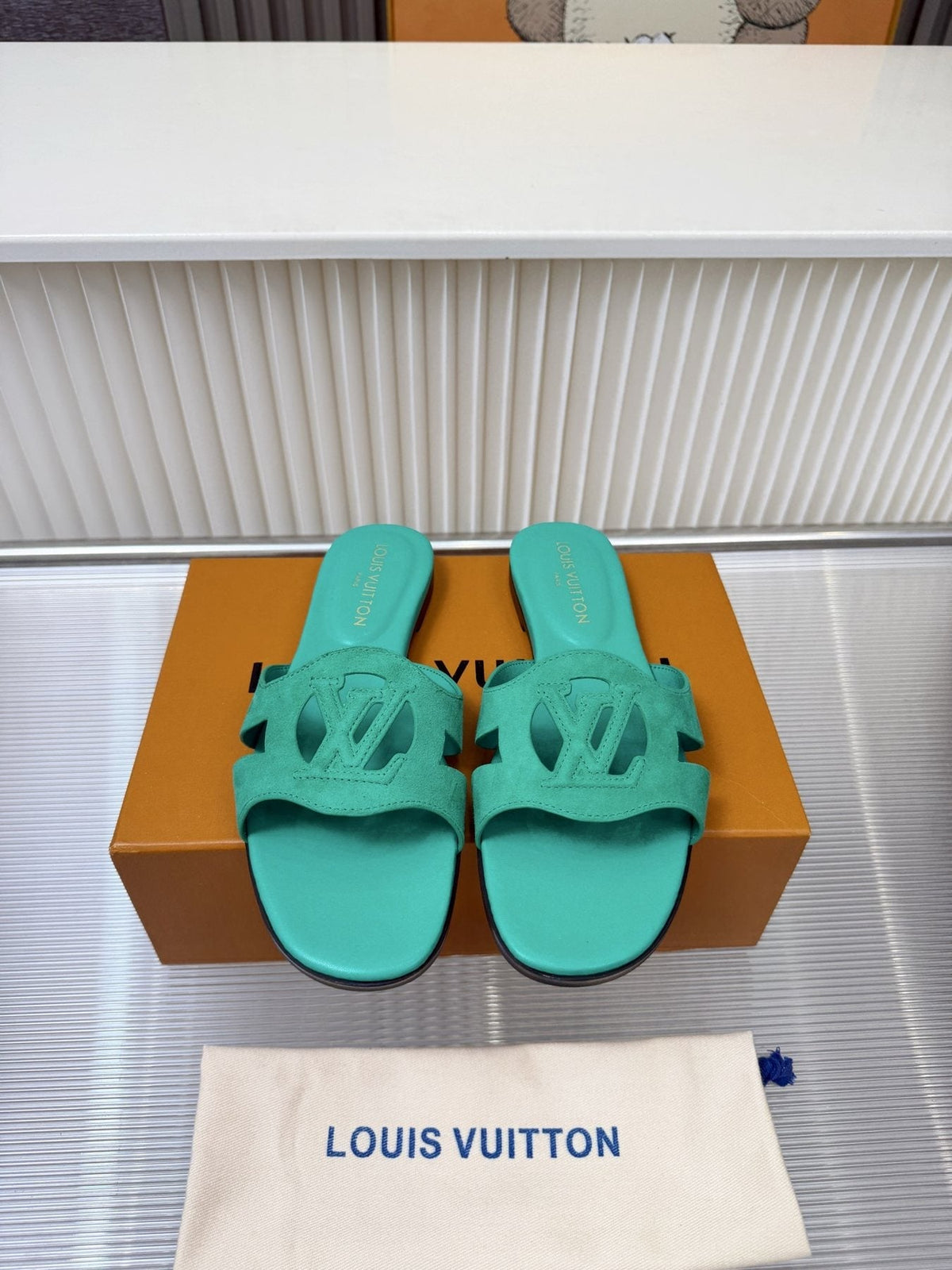 Louis Vuitton Cutout Logo Slide Sandals
