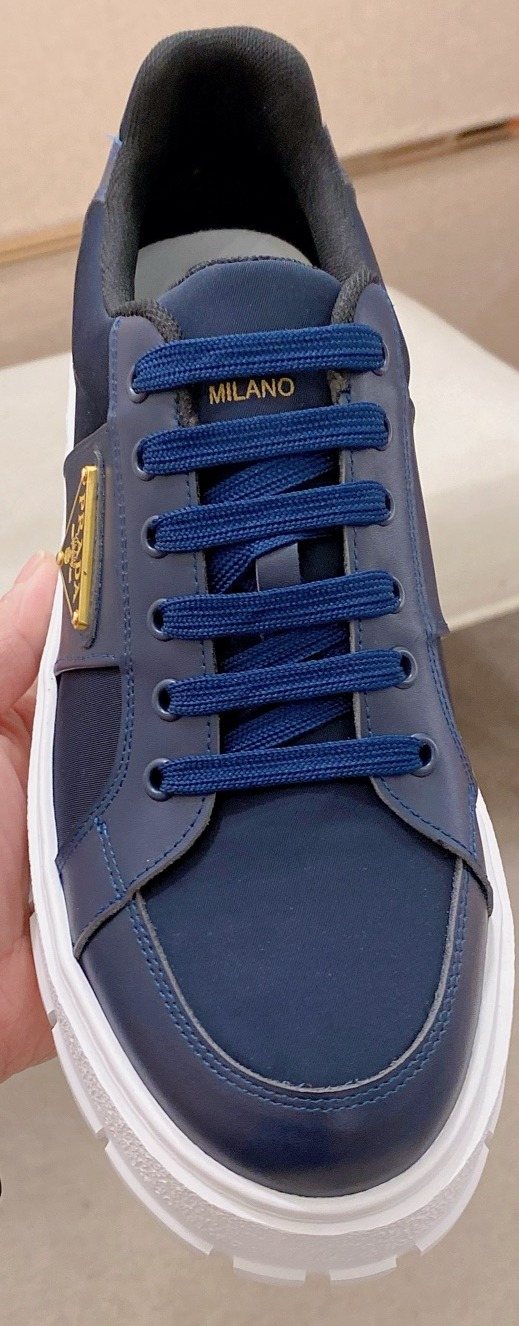 Prada Triangle Plaque Low-Top Sneakers - Treaded Rubber Sole