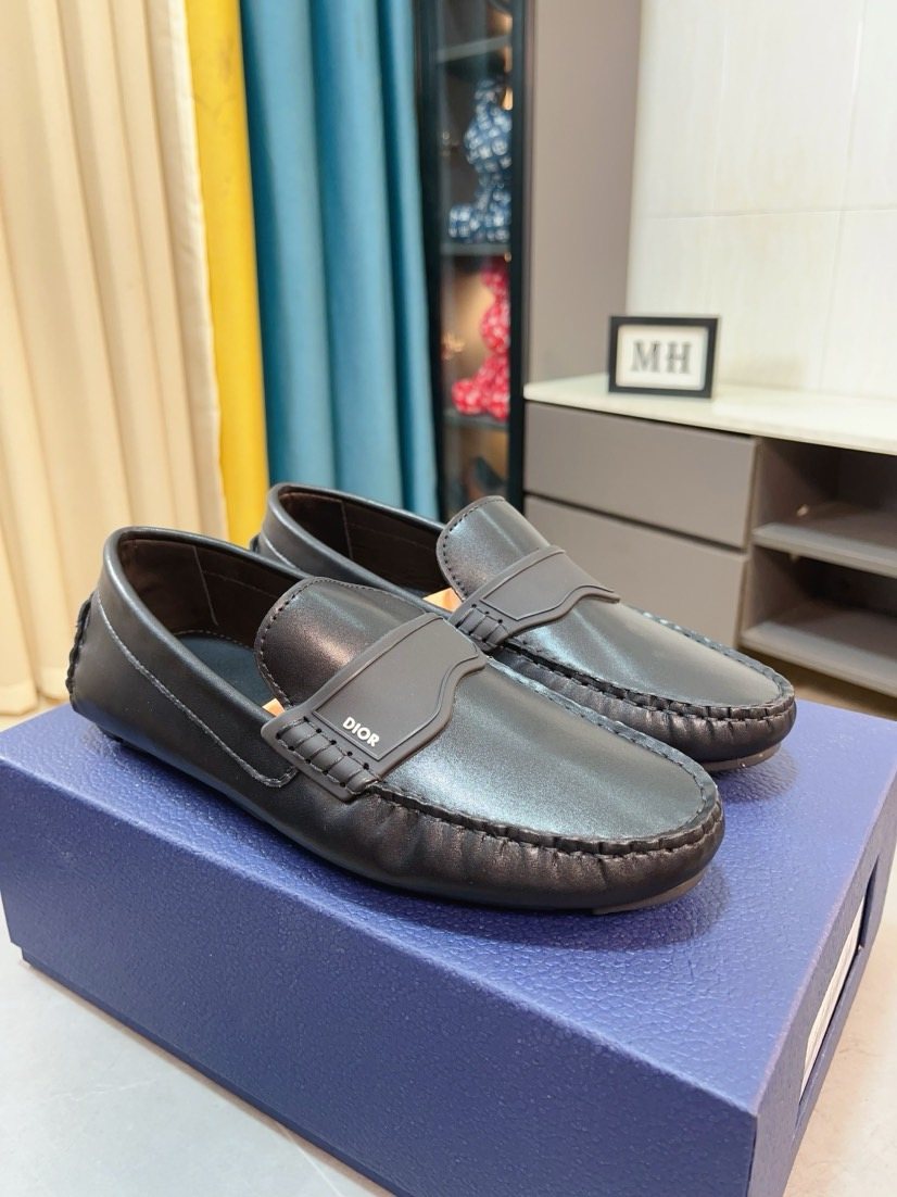 Dior Moc-Toe Logo Plaque Loafers
