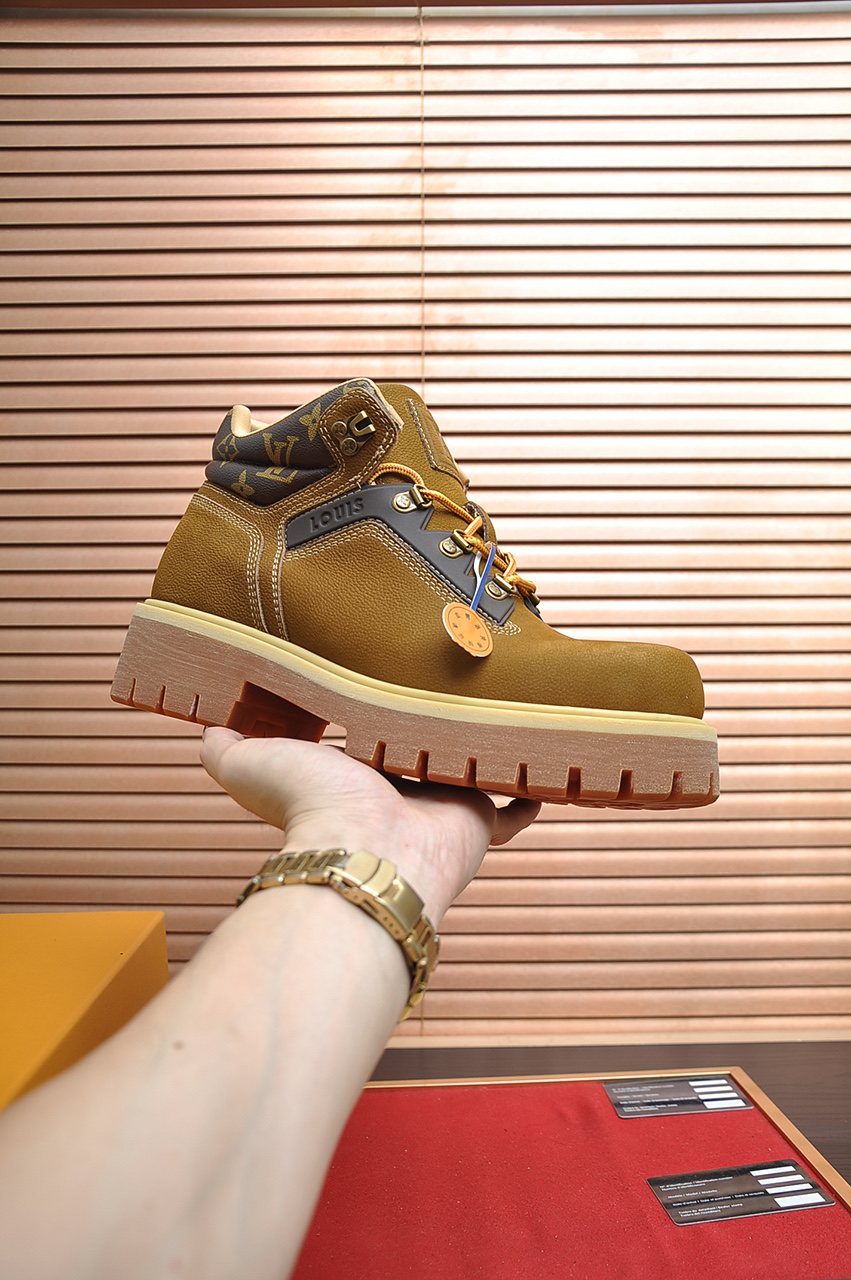 Louis Vuitton Lace-Up Lug-Sole High-Top Boots
