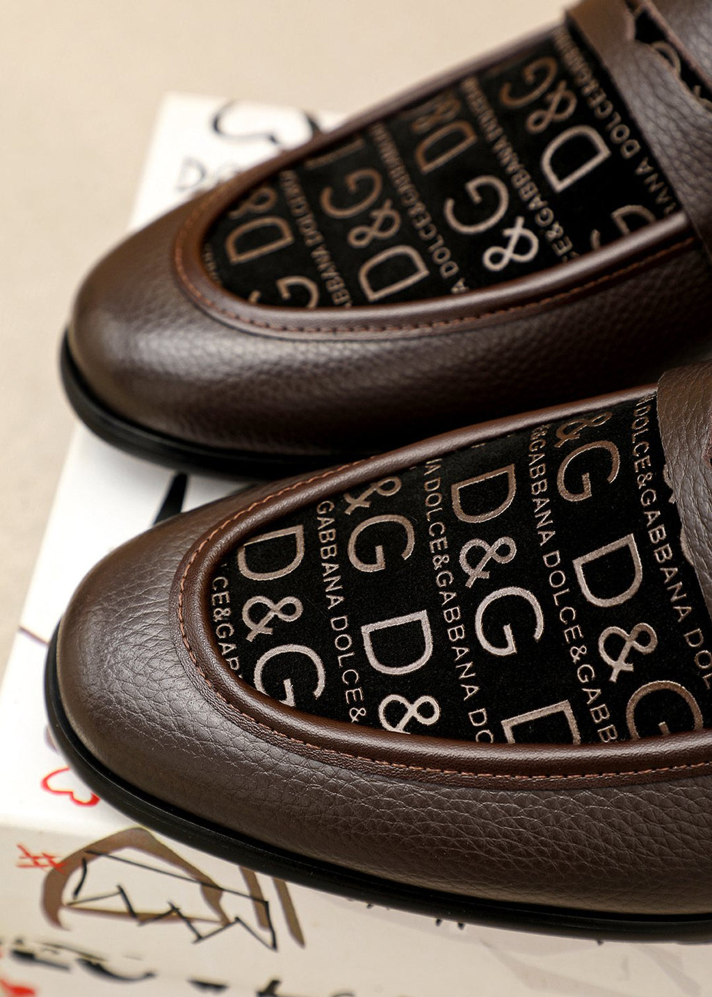 Dolce & Gabbana Text Panel Slip-On Loafers