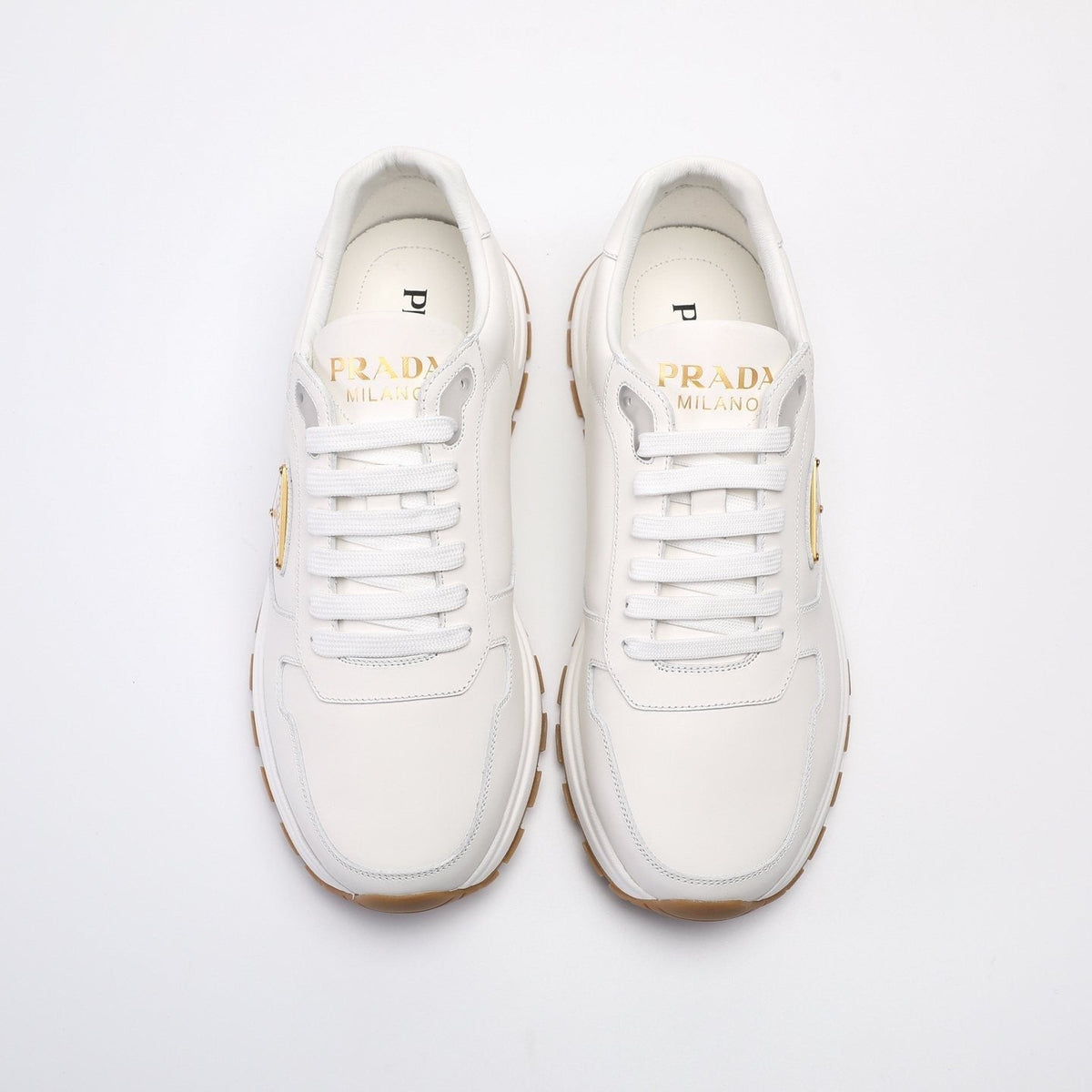 Prada Men's Triangle Badge Low-Top Sneakers - Leather Lining