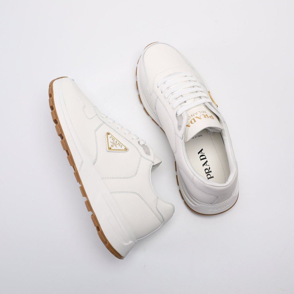 Prada Men's Triangle Badge Low-Top Sneakers - Leather Lining