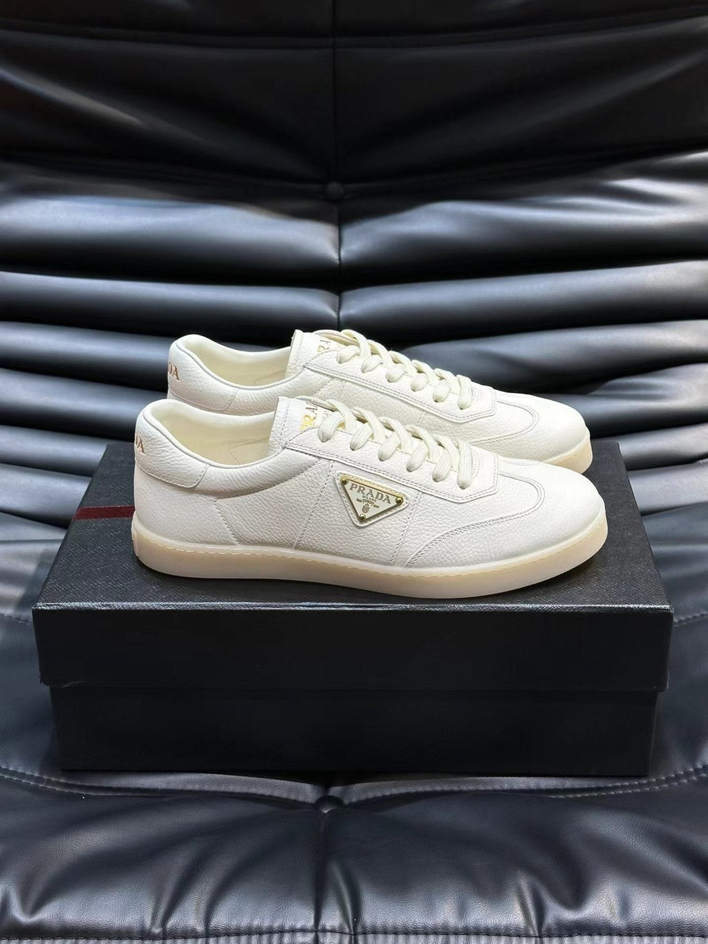 Prada Men's Contrast-Accent Low-Top Sneakers