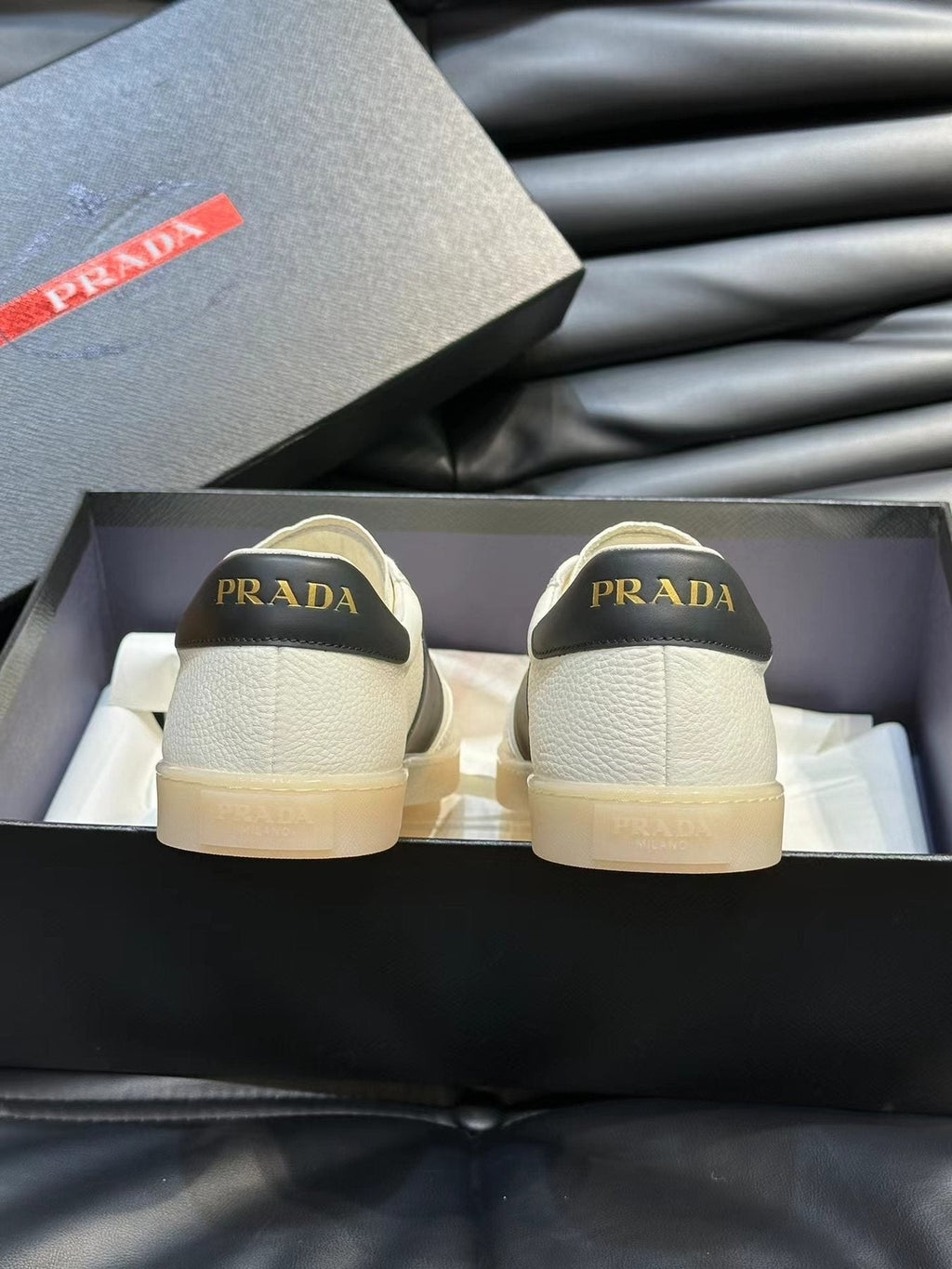 Prada Men's Contrast-Accent Low-Top Sneakers